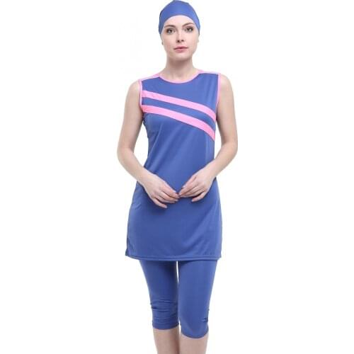 Women Parlement Blue Pendant Piece Outsize Hijab Swimwear Turkish' Muslim Swimsuit Burkinis Modest Clothing Islamic Long Sleeves