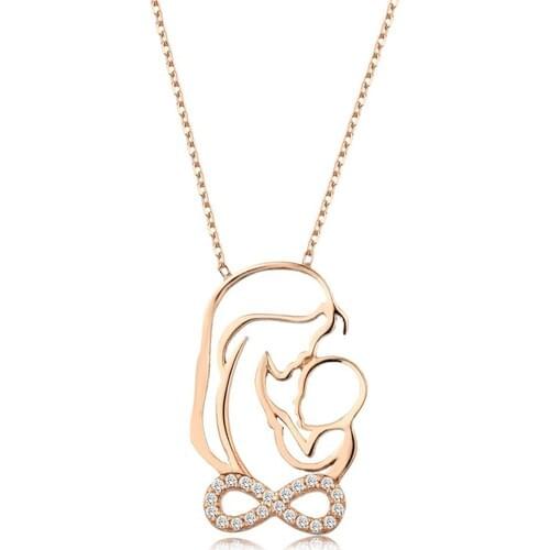 Mai Silver Women 925 Infinity Mother Child Necklace
