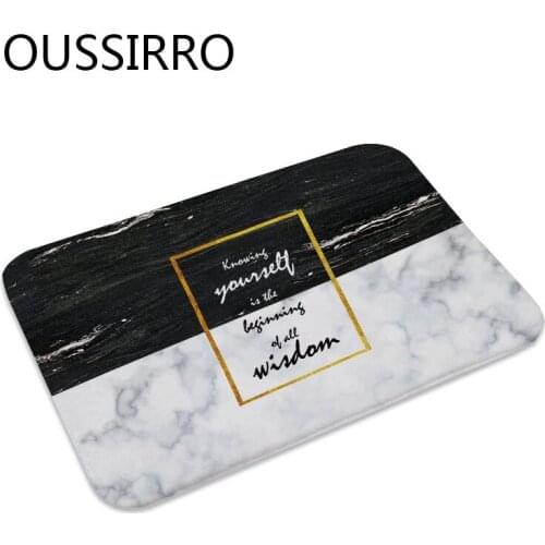 1Pc Super Soft Coral Velvet Doormat Marble Background Alphabet Design Floor Mat Rug Indoor Bathroom Mats Rubber Anti-Slip Carpet