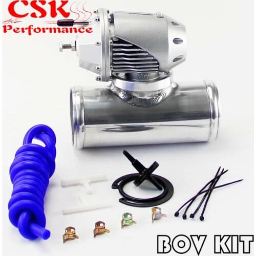2.25" Straight Flange Pipe Adapter + Adjustable SQV Blow Off Valve BOV II 2 Black / Silver