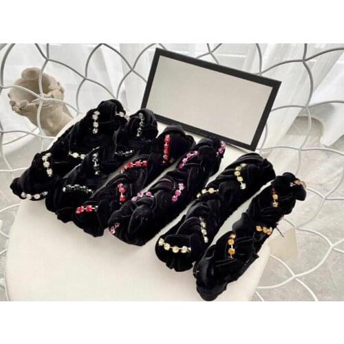 2018 top quality new velvet hair band woven stretch crystal rhinestone hair band headwear women autumn headbands