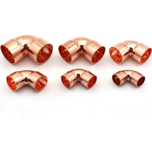45 50 54 60 67 70 76 80 89mm ID 99.9% Copper End Feed Solder 90 Degree Elbow Plumbing Fitting Coupler For Air Condition