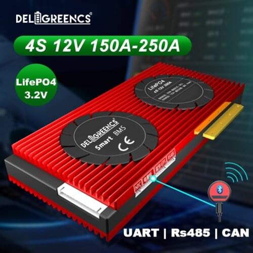 4S 12V Smart BMS 150A 200A 250A UART 485 Bluetooth control for 12V LiFePO4 Battery RV Power storage with balance