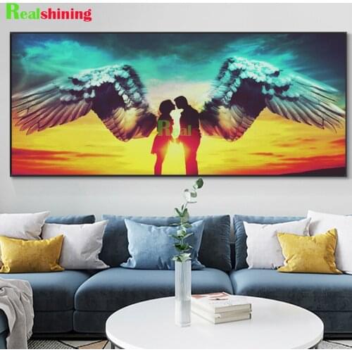 Large Diamond Painting Full Square Couple Ange Wings Cross Stitch Sale Diamond Embroidery Mosaic Art picture of Rhinestone N1560