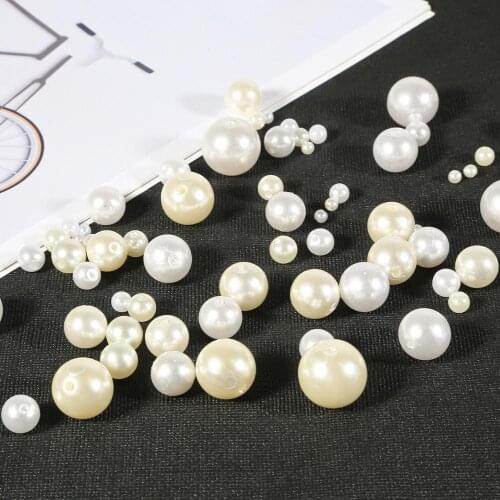4/6/8/10mm HOLE White Ivory DIY Imitation Garment Beads Pearl ABS loose Round Beads Craft For Fashion Jewelry Making
