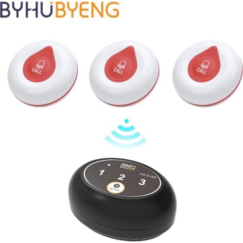 BYHUBYENG Wireless Office 3 Call 1 Pagers for Bars and Restaurants Waterproof Button Alarm System Catering Service Tables