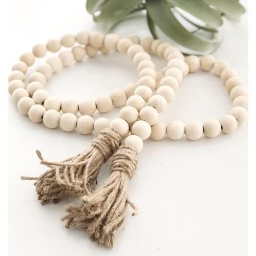 Farmhouse Decor Wood Bead Garland Set Christmas Decor Crafts Farmhouse Rustic Xmas Decor Style Ornaments Beads With Tassels
