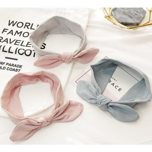 2020 New rabbit bunny ears baby girls kids bow headbands hair head bands accessories for children hair turban headwrap headdress