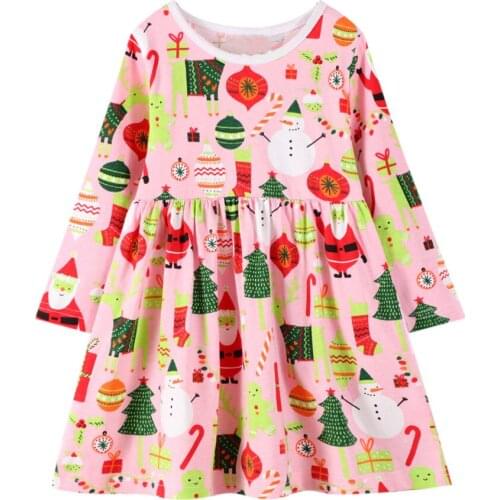 Jumping Meters Children Cotton Animals Dresses Long Sleeve Princess Tutu Birthday Gift Baby Cute Autumn Spring Dresses