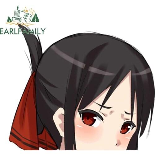 EARLFAMILY 13cm x 11.6cm for Kaguya Sama Worried Face Vinyl Car Sticker Anime Graffiti Sticker Waterproof Creative Car Styling