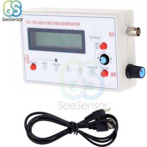 FG-100 DDS Function Signal Generator Frequency Counter Sine/Square/Triangle/Sawtooth Wave 1Hz - 500KHz