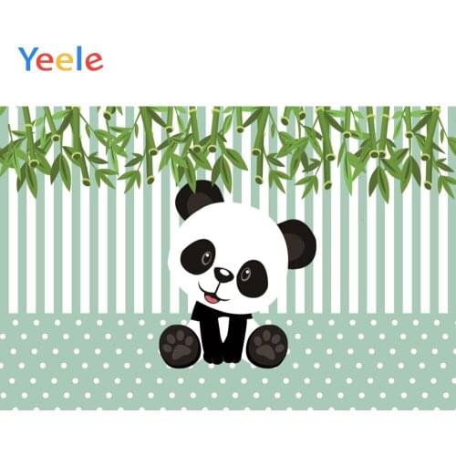 Yeele Baby Shower Panda Bamboo Birthday Decor Stripe Photography Backdrop Personalized Photographic Backgrounds For Photo Studio