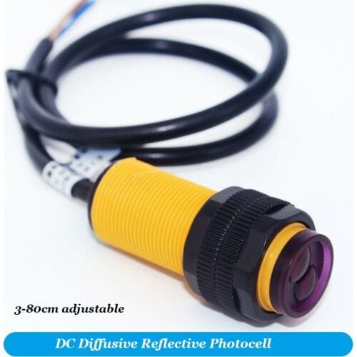 3-80cm DC PNP NO Infrared Sensor Retroreflective Photoelectric Switch Motion Detector Garage Gate Opener Switch Counting