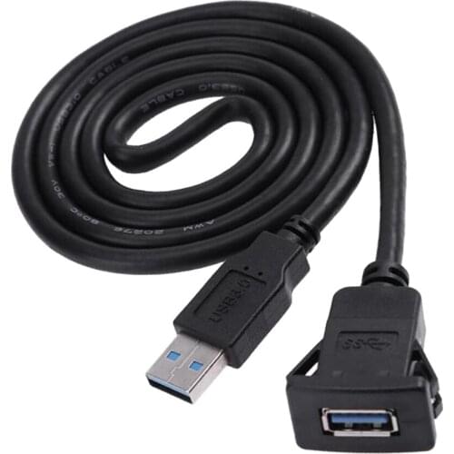 Car Dashboard Flush Mount Panel USB 2.0 Male To Female Cable 1Meter