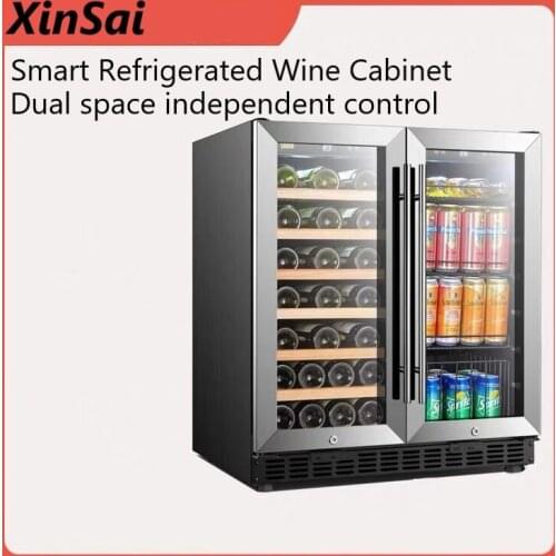 China Furniture LANBO Red Wine Cabinet Small Constant Temperature Household Ice Bar Double Door Embedded Beverage Cabinet