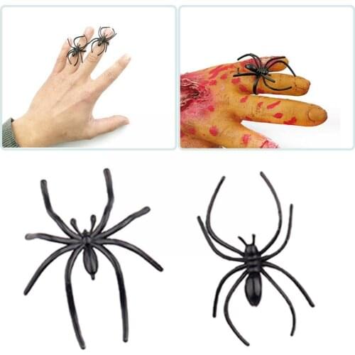 Gothic Unisex Black Spider Ring Creative Punk Alloy Haunted Props Gift Adjustable Secret Ring Rings Room House Halloween Ho Q2A8