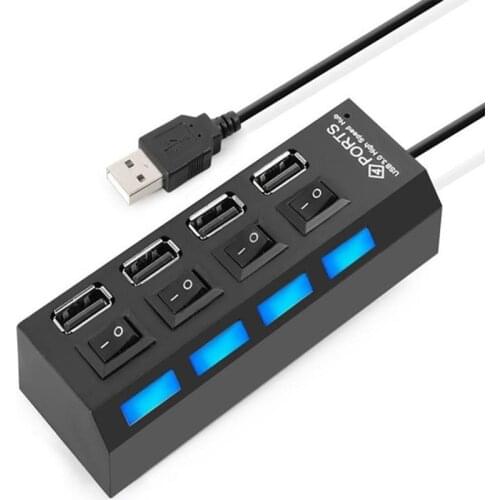 USB 2.0 Hub 4-Port On/Off Switch High Speed HUB Adapter For For iPad For PC Tablet