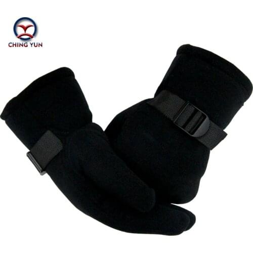 Men gloves winter polar fleece black thick cotton mittens outdoor activities soft warm adjustable wrist fleece liningArm sleeve