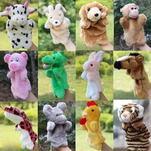 25CM Chinese Zodiac Animal Stuffed Hand Puppets for Kids Marioneta Dolls Plush Pretend Playing Muppets Parents Child Family Toys