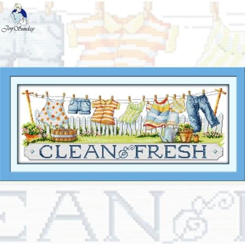 GG Drying The Clothes Counted Cross Stitch Pattern 11CT14CT DIY Kits Needlework Embroidery Cartoon Cross Stitch Sets for Kids