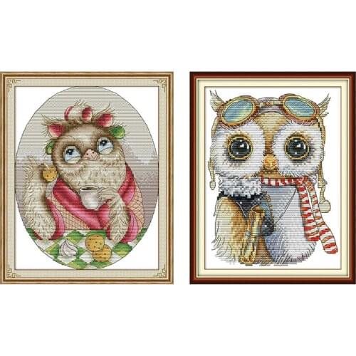 Everlasting Love Cute Owl Chinese Cross Stitch Kits Ecological Cotton Stamped Printed 14CT 11CT DIY Christmas Wedding Decoration