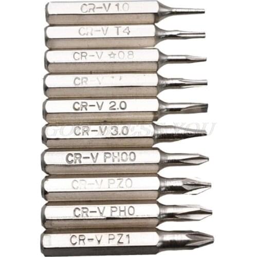 10pcs 28mm Magnetic CR-V Precision Screwdriver Bit Set PH00 PH0 Z1 Z0 3.0 2.0 1.0 T5 T4 0.8 Multifunctional Hex Torx Head Repair