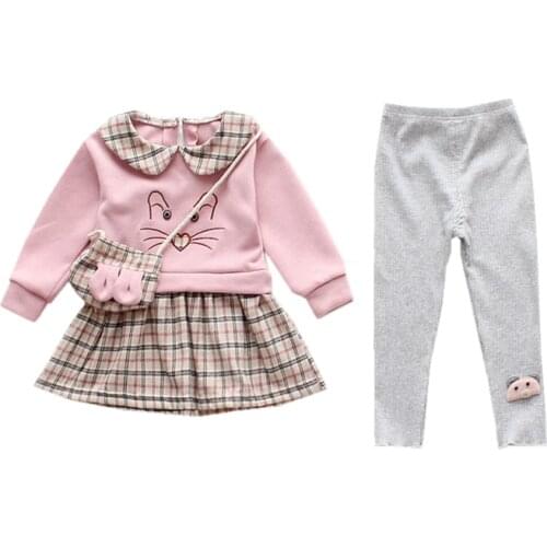 New Spring Autumn Baby Girl Clothes Suit Children Fashion Cotton Dress Pants Bag 2Pcs/Set Toddler Sports Costume Kids Tracksuits