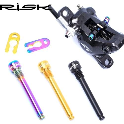 RISK 2pcs/box Road MTB Bike Bicycle M4x26.5 Titanium Retainer Pin With Circlip Bolt For Threaded Hydraulic Disc Brake Pad Lining