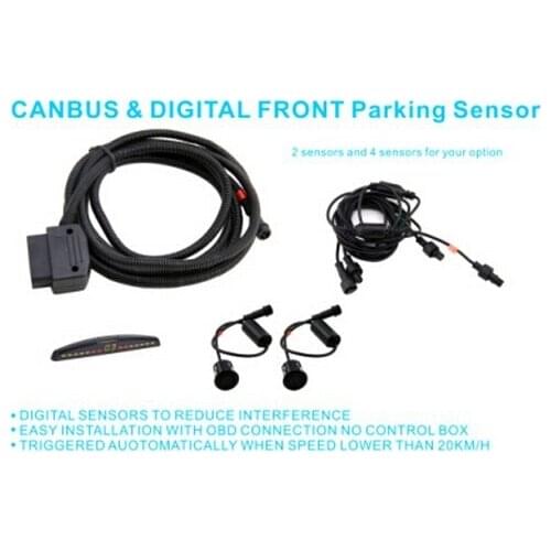 Original parktronic sensor front digital led display DIY parking sensor w 2 front sensor need not control box with OBD2 install