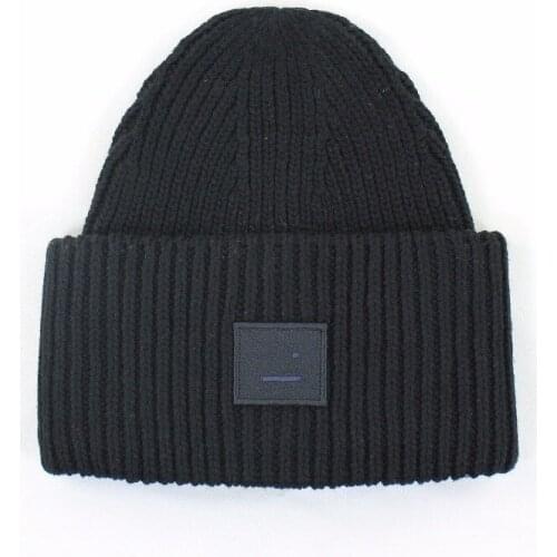 European Wind autumn and winter square smiling face AC wool knitted hat, womens dome hat, winter couple parent-child wool hat