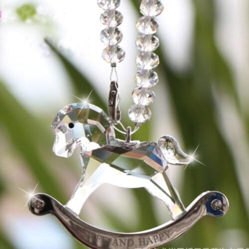 Fashion Car Pendant Crystal Trojan Horse Decoration Rear View Mirror Car Lady Car Hanging Cute Interior Jewelry Gift Accessories