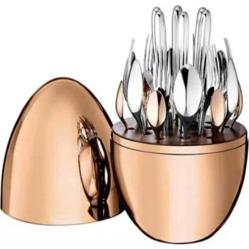 Home Furnishings Trendy 24pcs Knife Fork Cutlery Set Plating Stainless Steel Egg Tableware Kit Kitchen Accessories