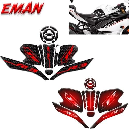 For Yamaha YZF R3 YZFR3 2019 2020 Motorcycle Anti Slip Tank Pad Sticker Side Gas Carbon Fibre Knee Grip Protector Fish Bone