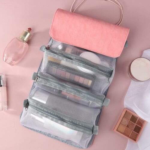 Detachable Nylon Makeup Bag New Portable Large-capacity Four-in-one Portable Folding Travel Cosmetic Storage Toilet Bag