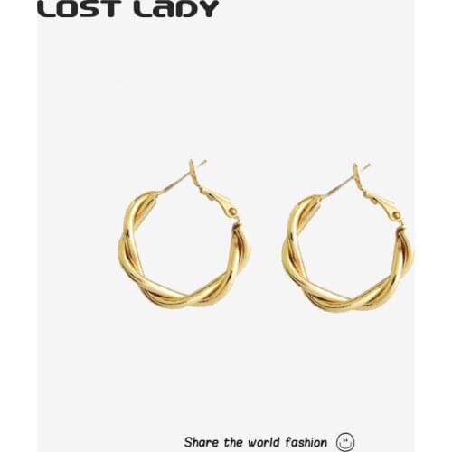 Lost Lady New Alloy Winding Wire Earrings Womens Geometric Circle Dangle Drop Earrings Jewelry Earrings Fashion Gift for Girls