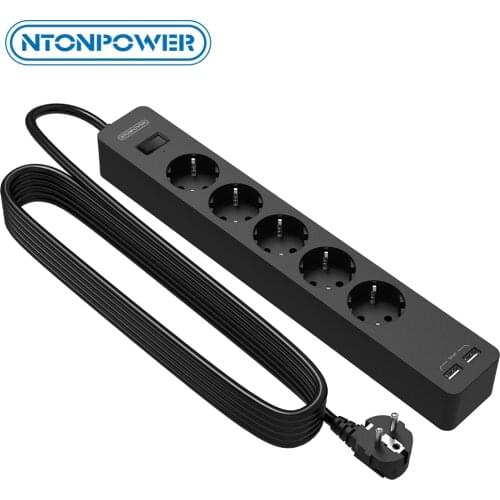NTONPOWER Wall Mounted USB Power Strip With 3M Extension Cord Surge Protector Electrical Socket EU Plug for Home Network Filter