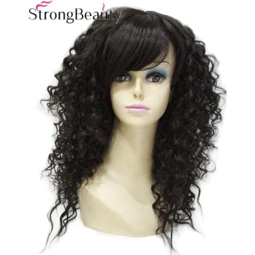 Strong Beauty Synthetic Long Curly Dark Brown Wigs For Women Capless Wig