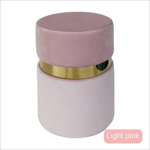 Nordic Velvet Fabric Vanity Stool with Gold Iron Ring Creative Shoe Changing Stools Small Pier Subnet Pouf Ottoman