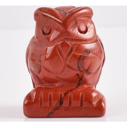 1.5 Inch owl Figurines red jasper crystal statue Craft Carved Natural Stone minerals Mini Animals Statue for Home Decor