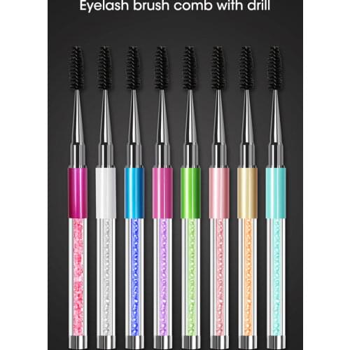 Rhinestone Handle Lash Brush Reusable Eyelash Brushes Mascara Applicator Wand Brushes Eyelash Extension Makeup Tool