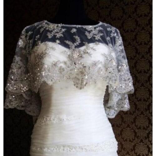 White Ivory Wedding Jackets Shawl appliques Bridal Cape Bolero Party shrug