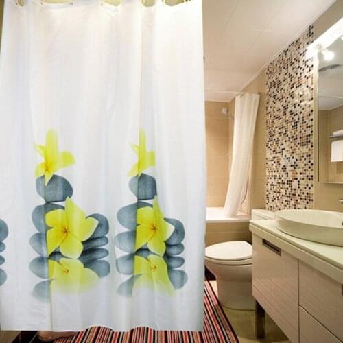 Southeast Zen Bathroom Waterproof Polyester Shower Curtains With 12pcs Curtain Hooks Rings Home Deco Accessories Plumeria