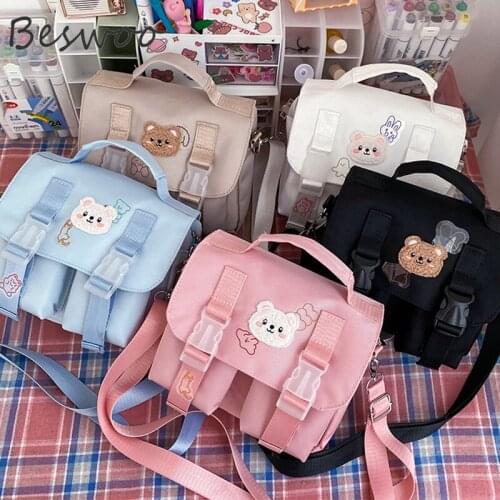 Korean Style Handbag for Girl Kawaii Solid Personality Womens Bag Oxford Waterproof Crossbody Bag Travel Cassual Shoulder Bag