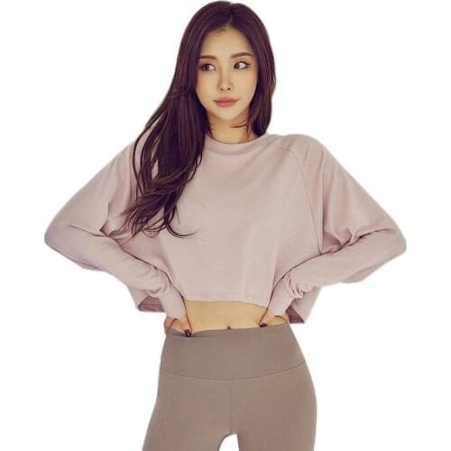 Loose Sportswear Women Long Sleeve Fitness Yoga Tops Women Korean Short Yoga Clothes Running Pure Color Yoga Clothing