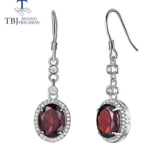 TBJ,new classic style 925 sterling silver natural gemstone garnet earrings fine jewelry simple design for woman birthday gift