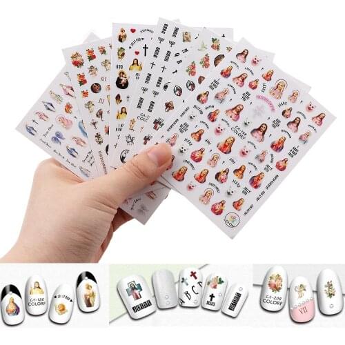 1 Pc Jesus Virgin Mary Christ 3D Self-Adhesive Nail Art Sticker Colorful Religious Series Beauty Manicure Angel Sticker