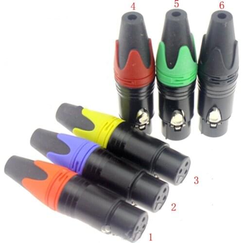 100pcs Copper Core Gold Plating XLR Female Microphone Connector 3 Pin 3 Hole XLR Interpolated Screw Thread Multicolor Plug
