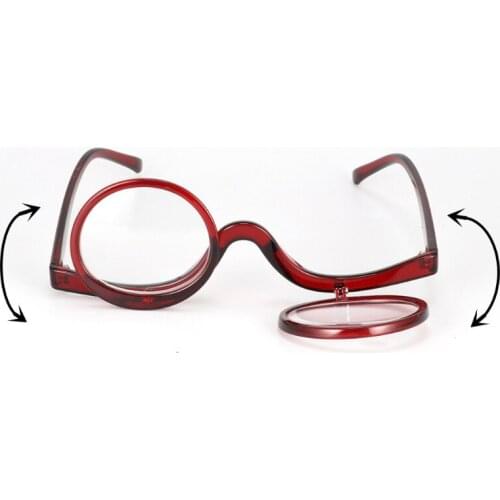 2019 fashion ultra-clear makeup glasses flip lens glasses unisex reading glasses small and easy to carry