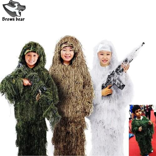 5PCS/set 3D Hunting clothes Set Camouflage Hunting Clothes For Kid Outdoor Hunting Army Military Tactical