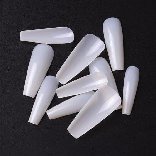 500Pcs/Bag Long Ballerina Fake Nails Natural Clear Coffin Press on False Nail Art Tips Full Cover Nail Decoration Manicure Tools